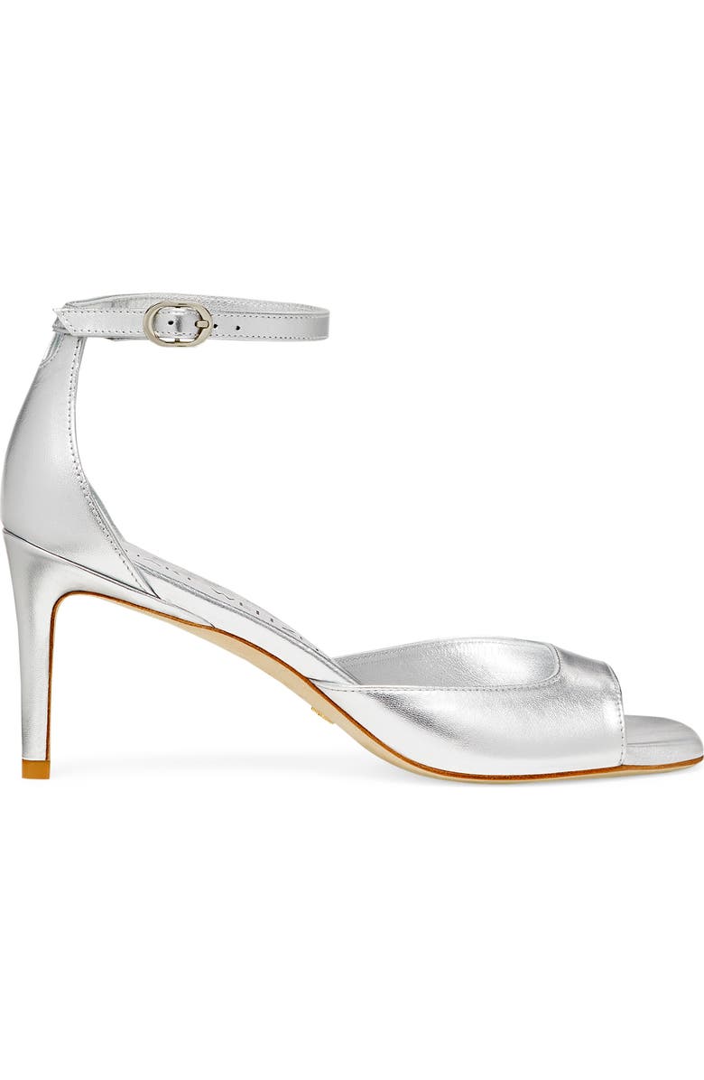 Stuart Weitzman Nudista Ankle Strap Sandal, Alternate, color, Silver