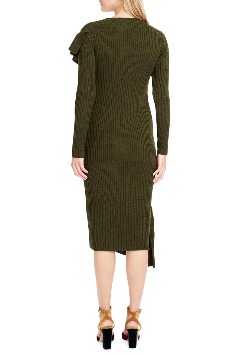 Collection Ruffle-Front Sweater Dress, Alternate, color, HEATHER OLIVE