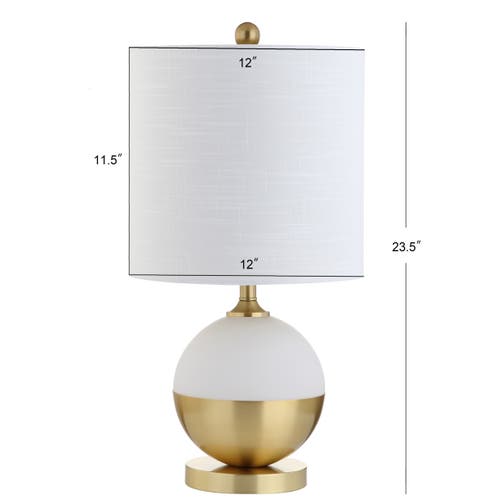 Jonathan Y Carr 23.5" Ceramic/metal Led Table Lamp, White/brass In White/brass