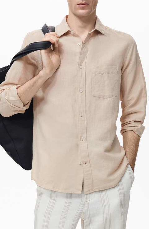 Classic Fit Linen & Cotton Button-Up Shirt