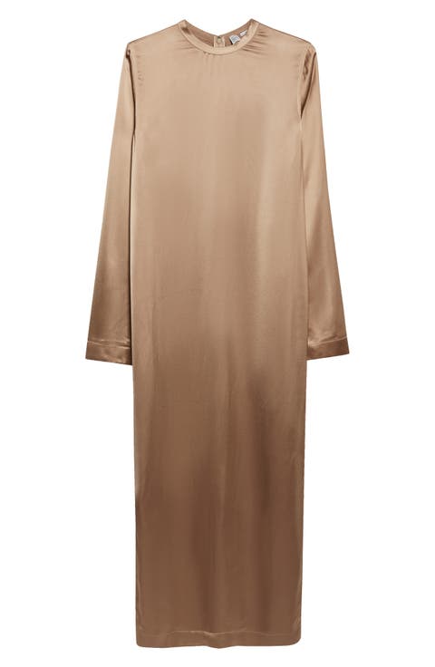 Long Sleeve Satin Dress