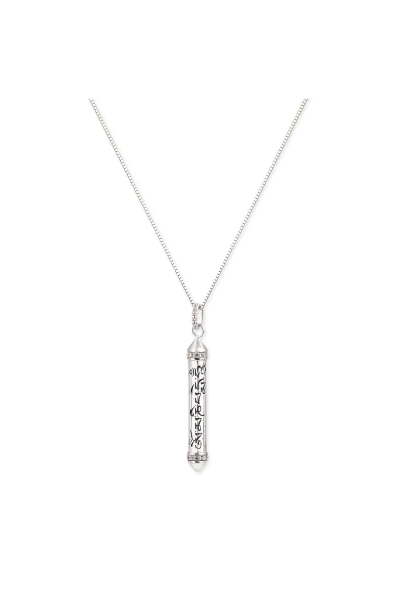Om Mani Padme Hum White Topaz Prayer Necklace, Main, color, White
