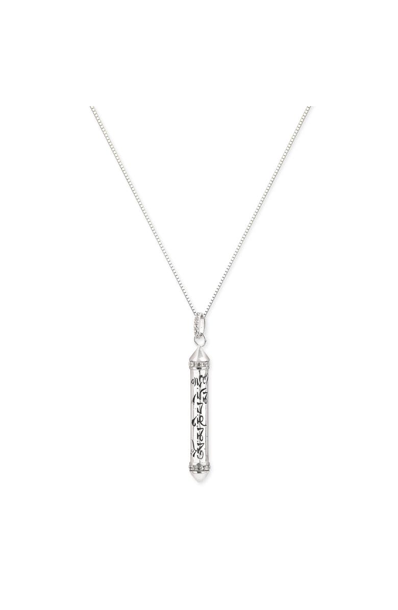 Seven Saints Om Mani Padme Hum White Topaz Prayer Necklace, Main, color, White