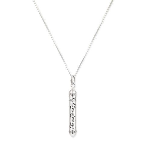 On Mani Padme Hum White Topaz Prayer Necklace