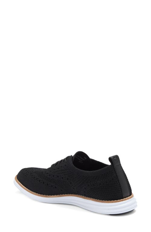 Cole Haan Original Grand Stitchlite Wingtip Oxford In Black Knit/optic White