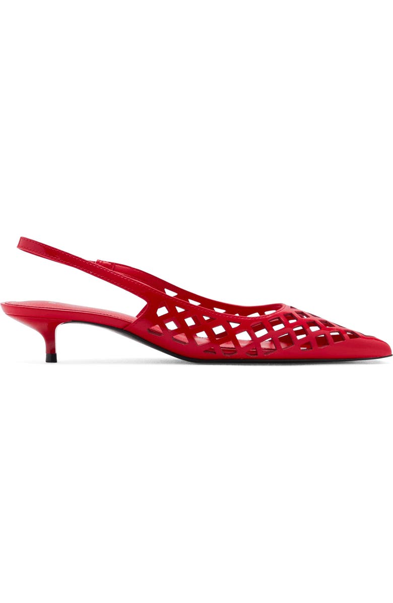 MANGO Laser Cut Pointed Toe Slingback Pump, Main, color, Red