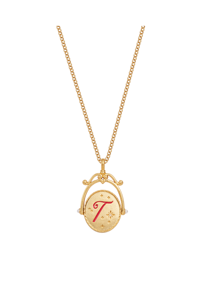 T Initial Tulip Gold Spinner Chain Necklace, Main, color, Gold