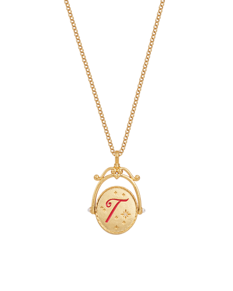 T Initial Tulip Gold Spinner Chain Necklace