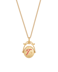 Fable England T Initial Tulip Gold Spinner Chain Necklace