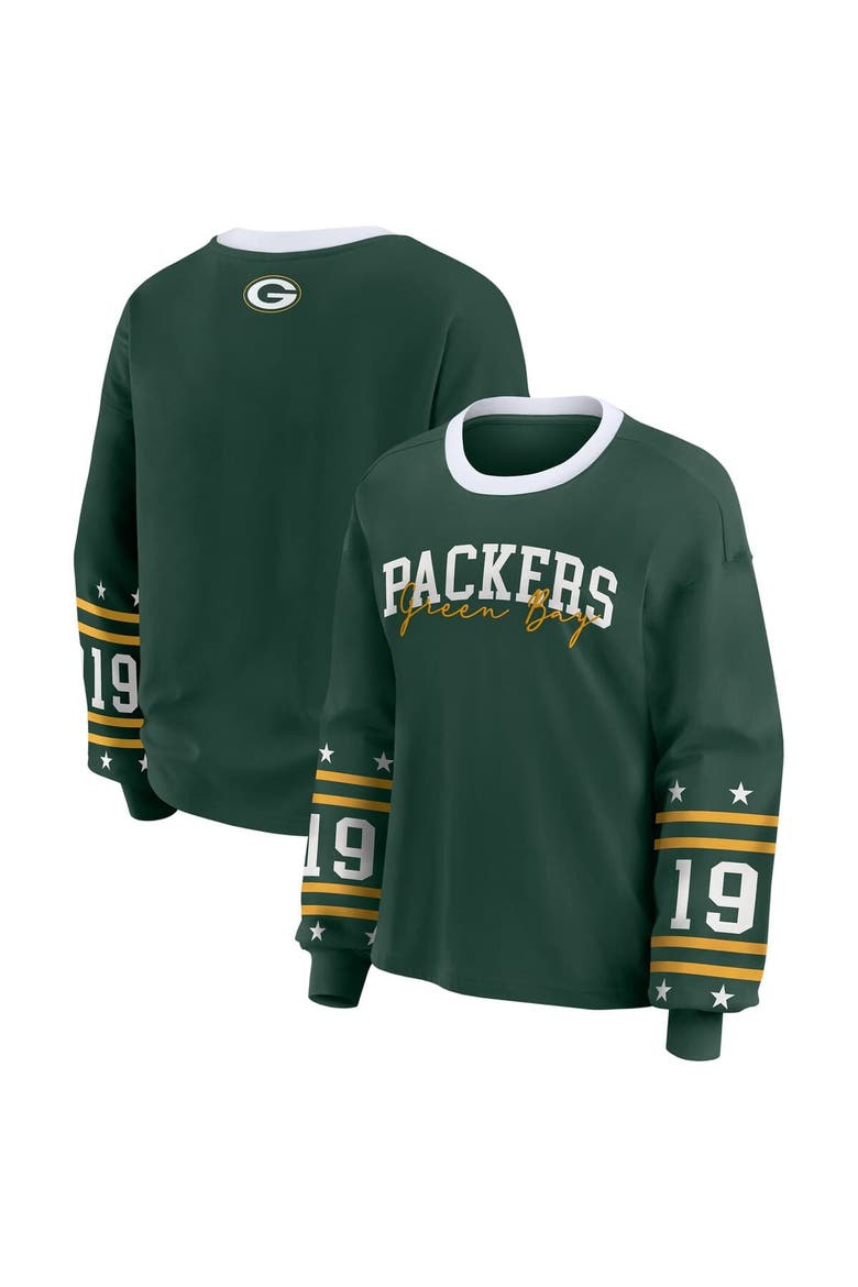 Women's WEAR by Erin Andrews Green Green Bay Packers Plus Size Sport Long-Sleeve T-Shirt, Main, color, Green