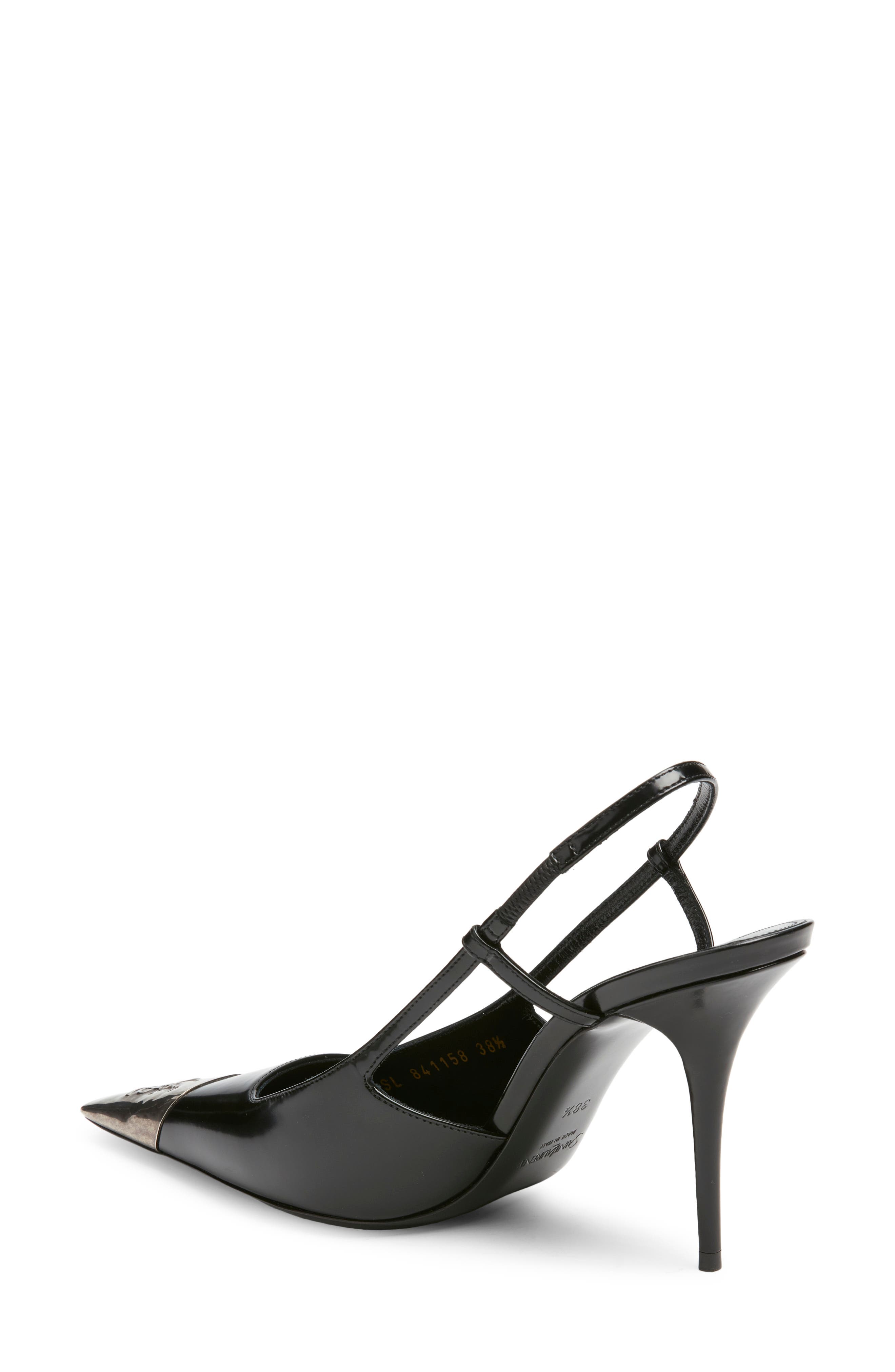 Saint Laurent Jeanne Slingback Pump, Alternate, color, Noir