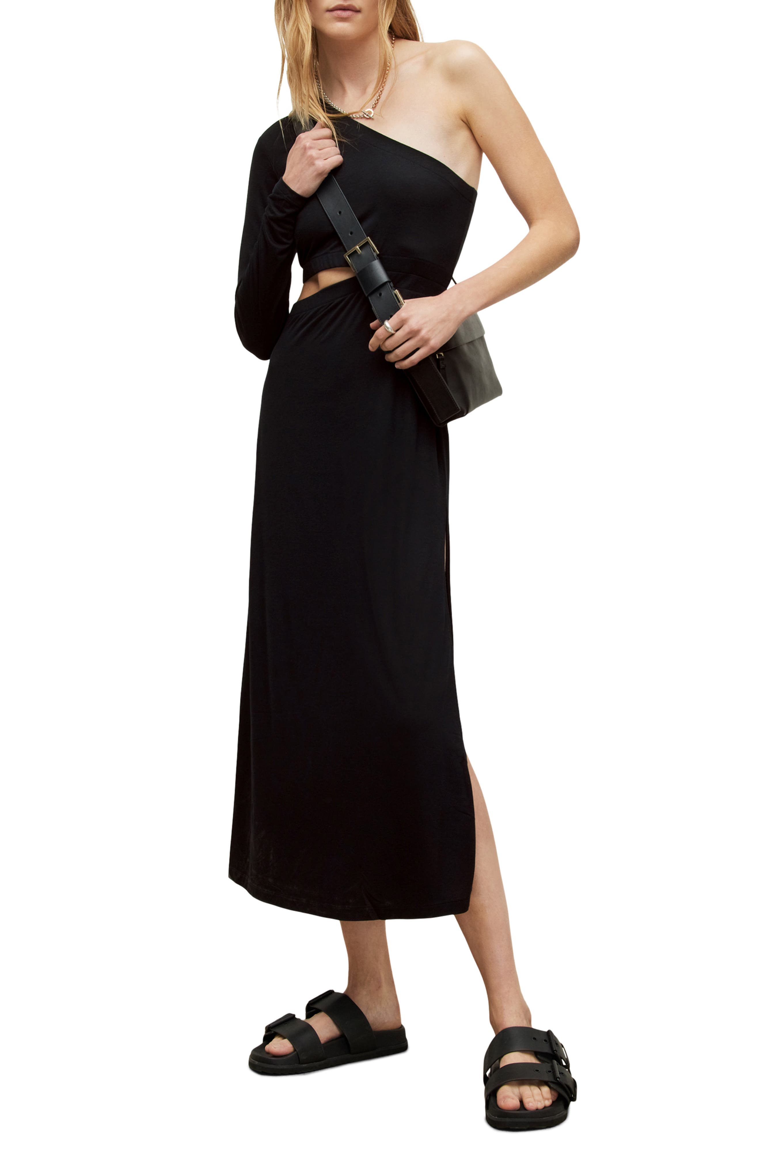 Mary One-Shoulder Cutout Midi Dress