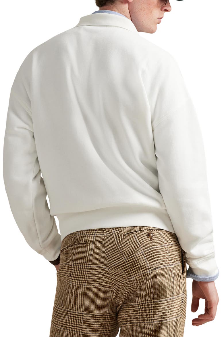 Relaxed Fit Fleece Graphic Polo Sweatshirt, Alternate, color, WHITE