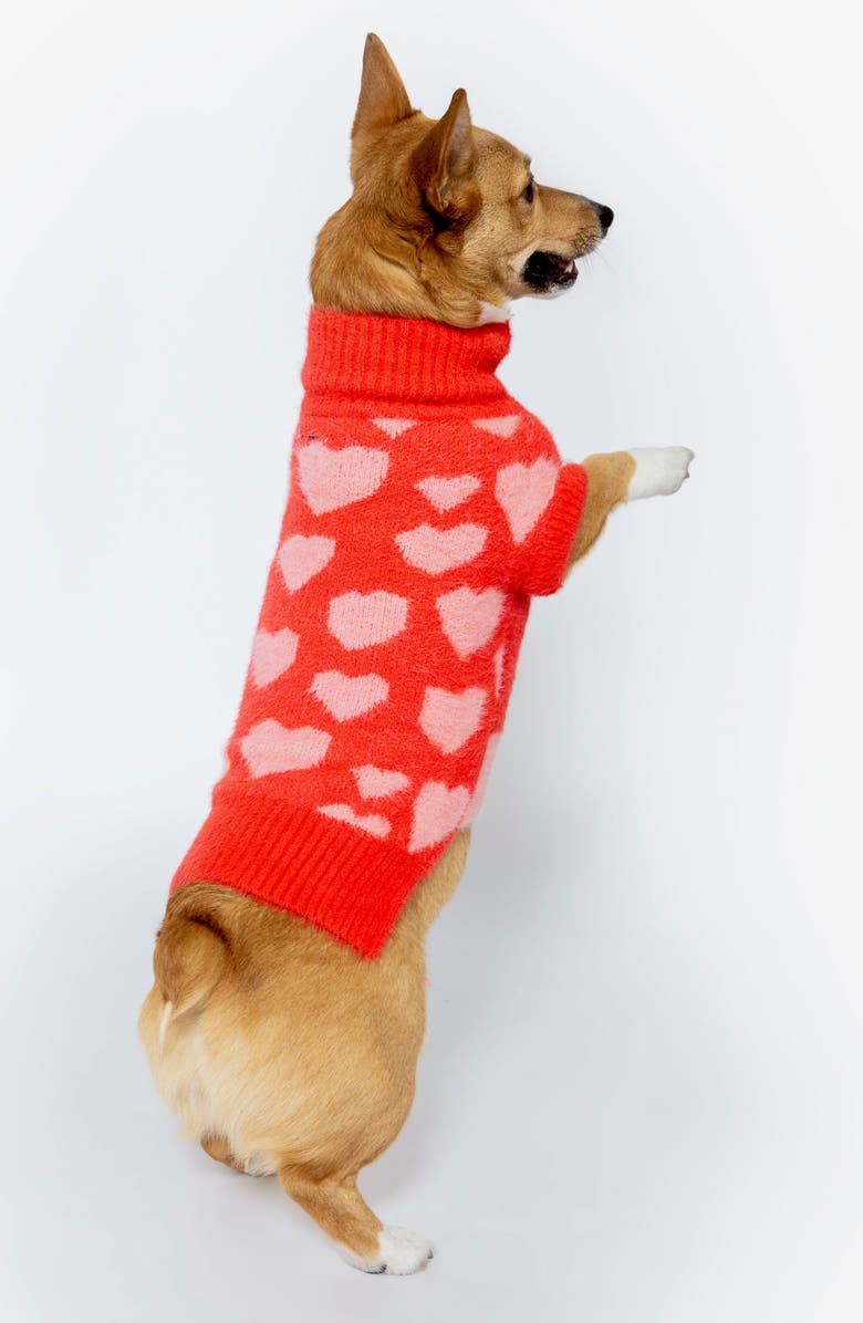 the furryfolks Hearts Pet Sweater & Socks Set, Alternate, color, Red