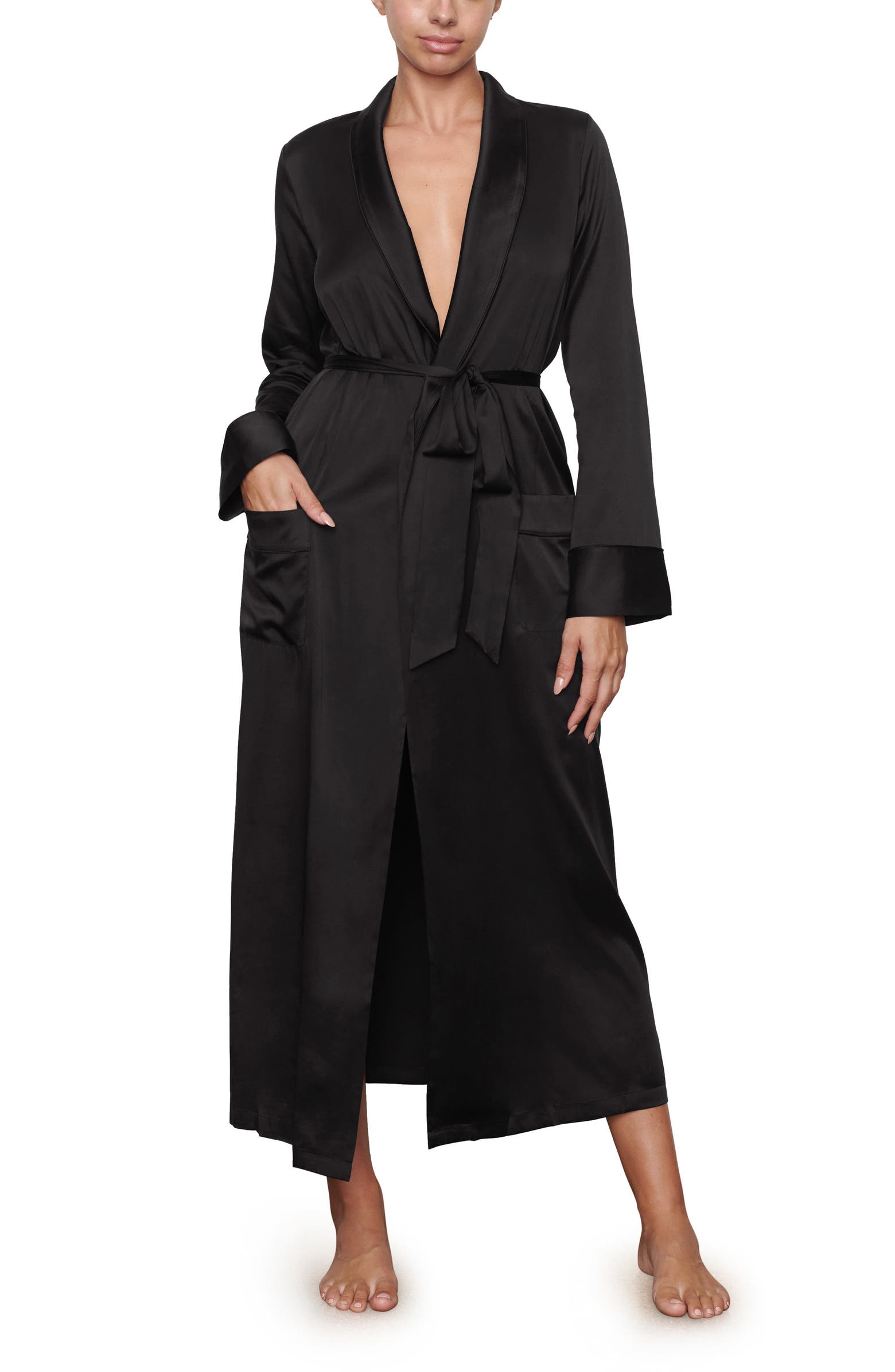 Slick Robe SKIMS Long Stretch Silk Robe | Nordstrom