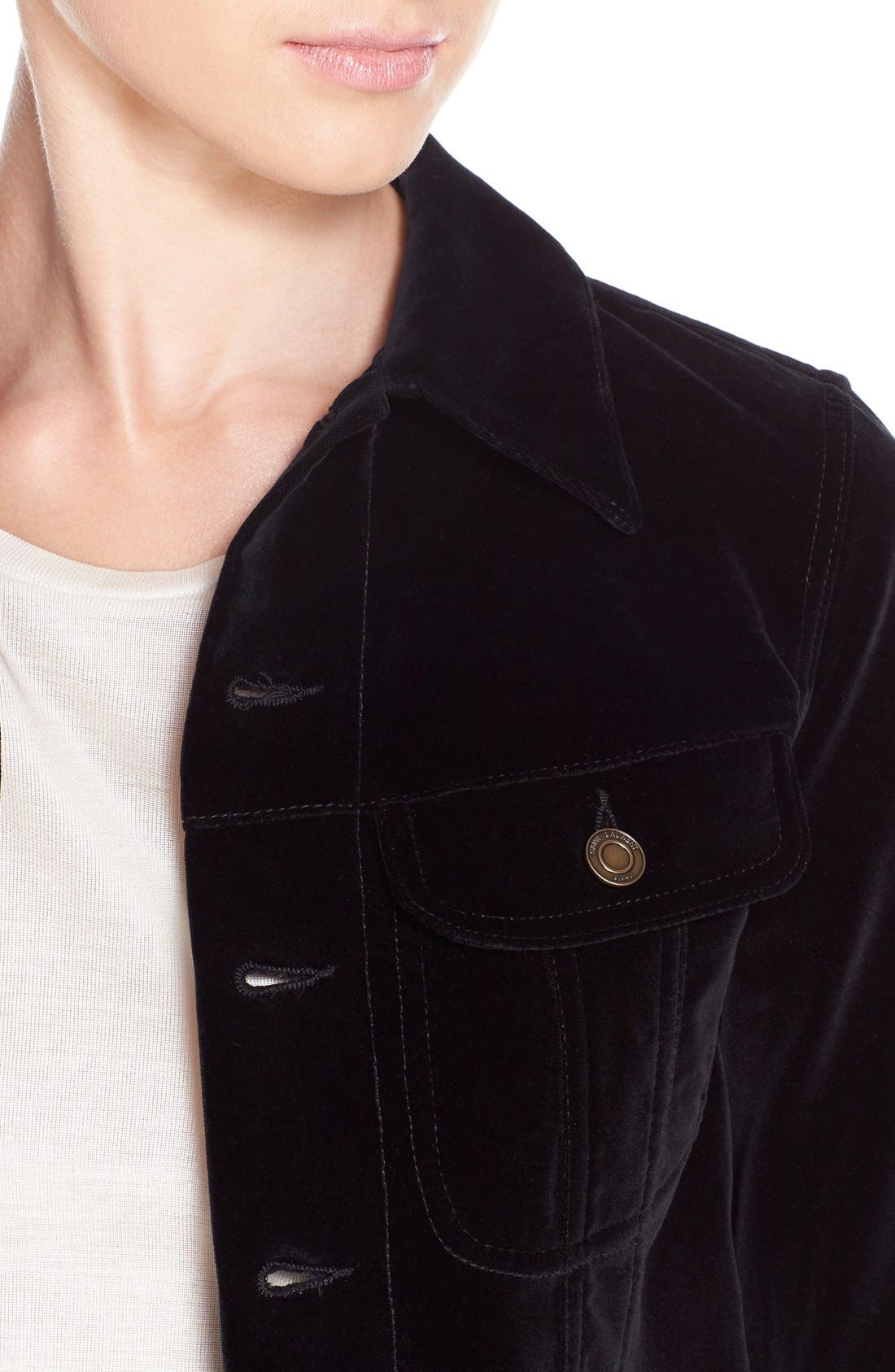 Saint Laurent Studded Music Notes Velvet Jacket (Women) | Nordstrom