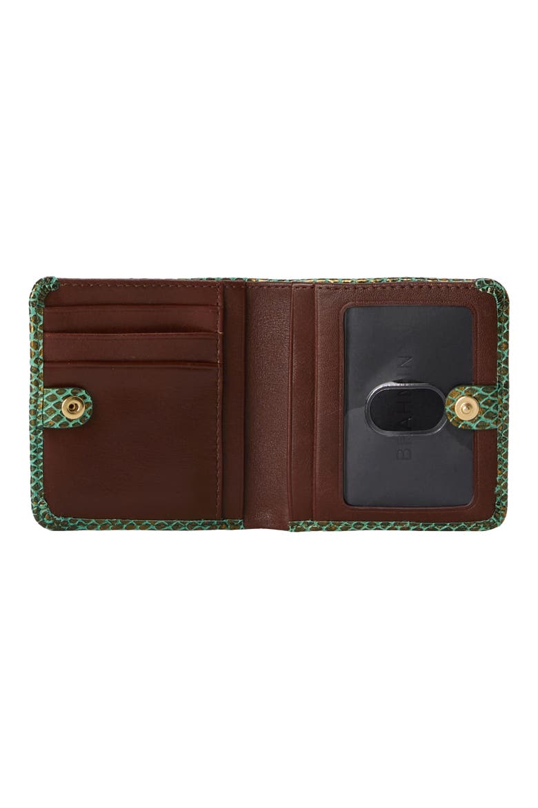 Jane Snakeskin Embossed Leather Bifold Wallet, Alternate, color, DARK GREEN