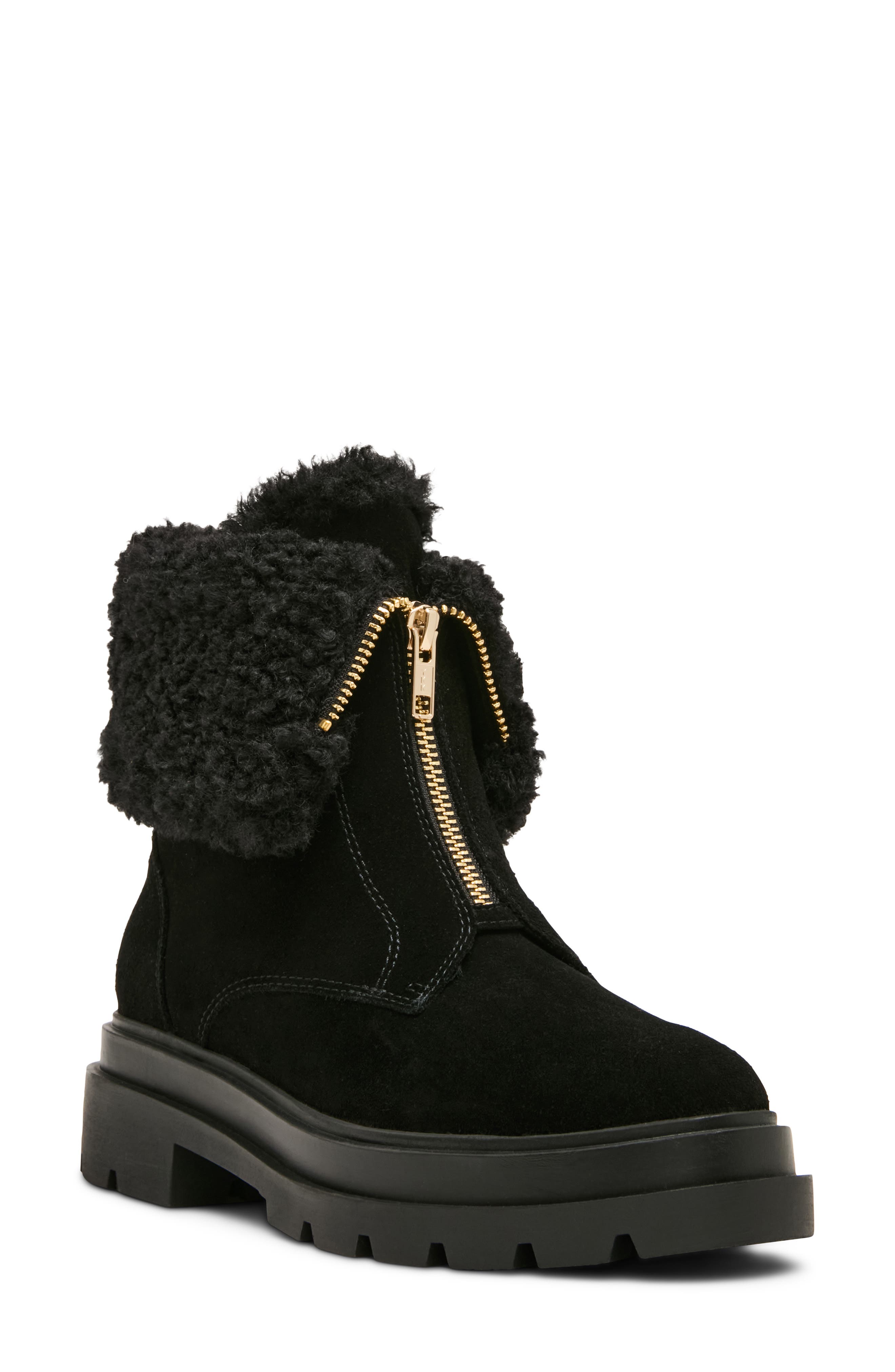 Parina Waterproof Leather Boot, Main, color, BLACK SUEDE