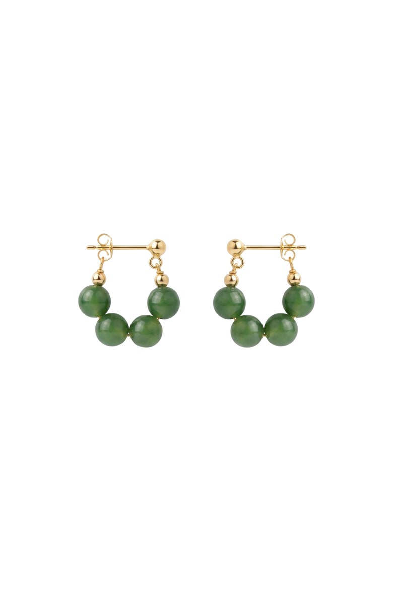 Fay Beaded Jade Hoop Earrings, Main, color, Green