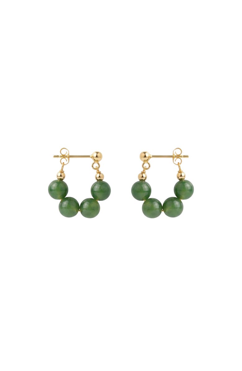 seree Fay Beaded Jade Hoop Earrings, Main, color, Green