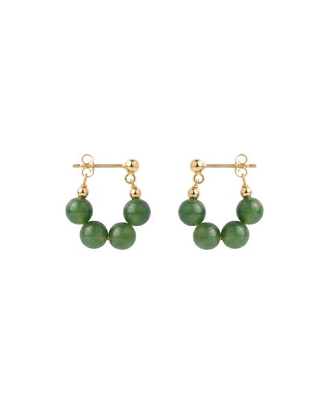 Fay Beaded Jade Hoop Earrings