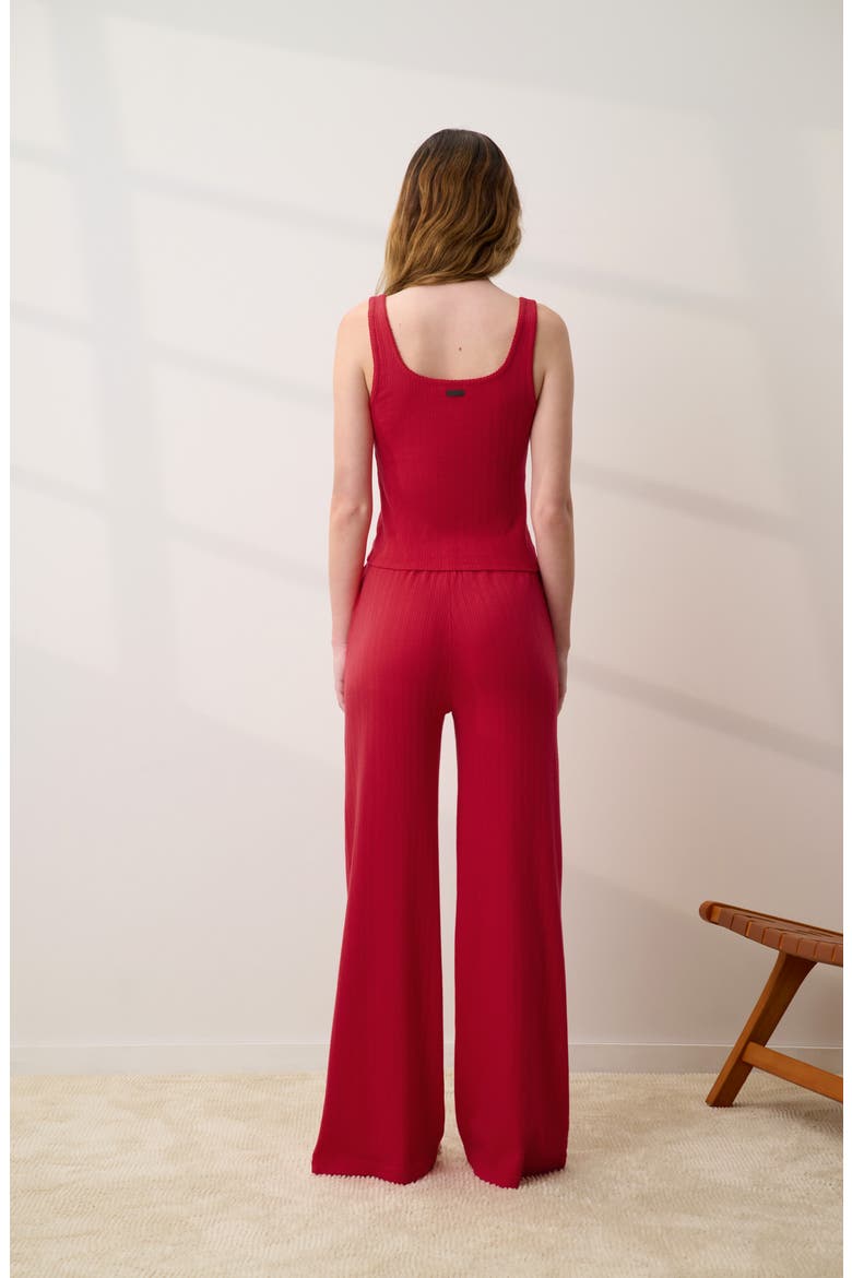 Pointelle Scoop Neck Sleep Tank, Alternate, color, CAMELLIA RED
