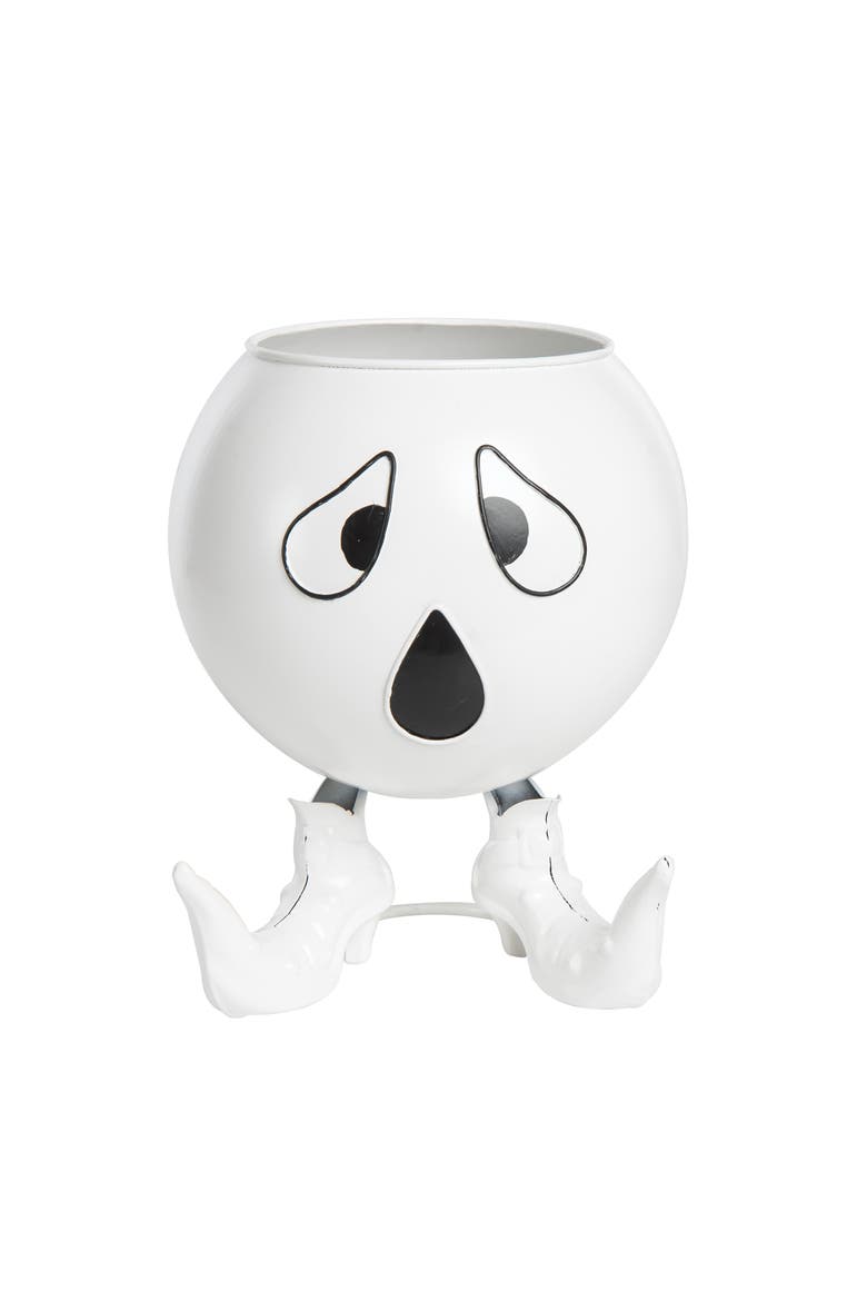 Ghost w/ Heels Halloween Trick or Treat Candy Bowl Basket, Main, color, White