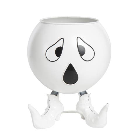 Ghost w/ Heels Halloween Trick or Treat Candy Bowl Basket