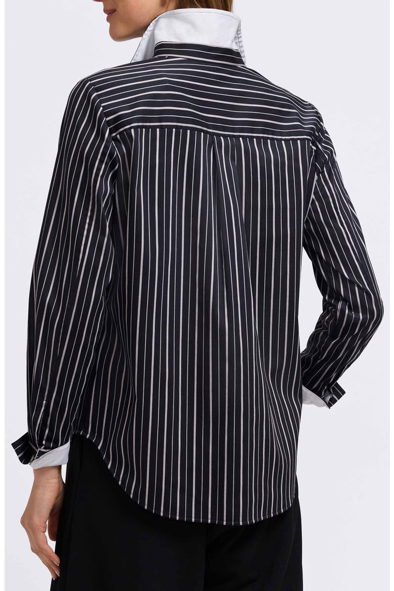 Margie Stripe Button-Up Shirt, Alternate, color, BLACK/ WHITE