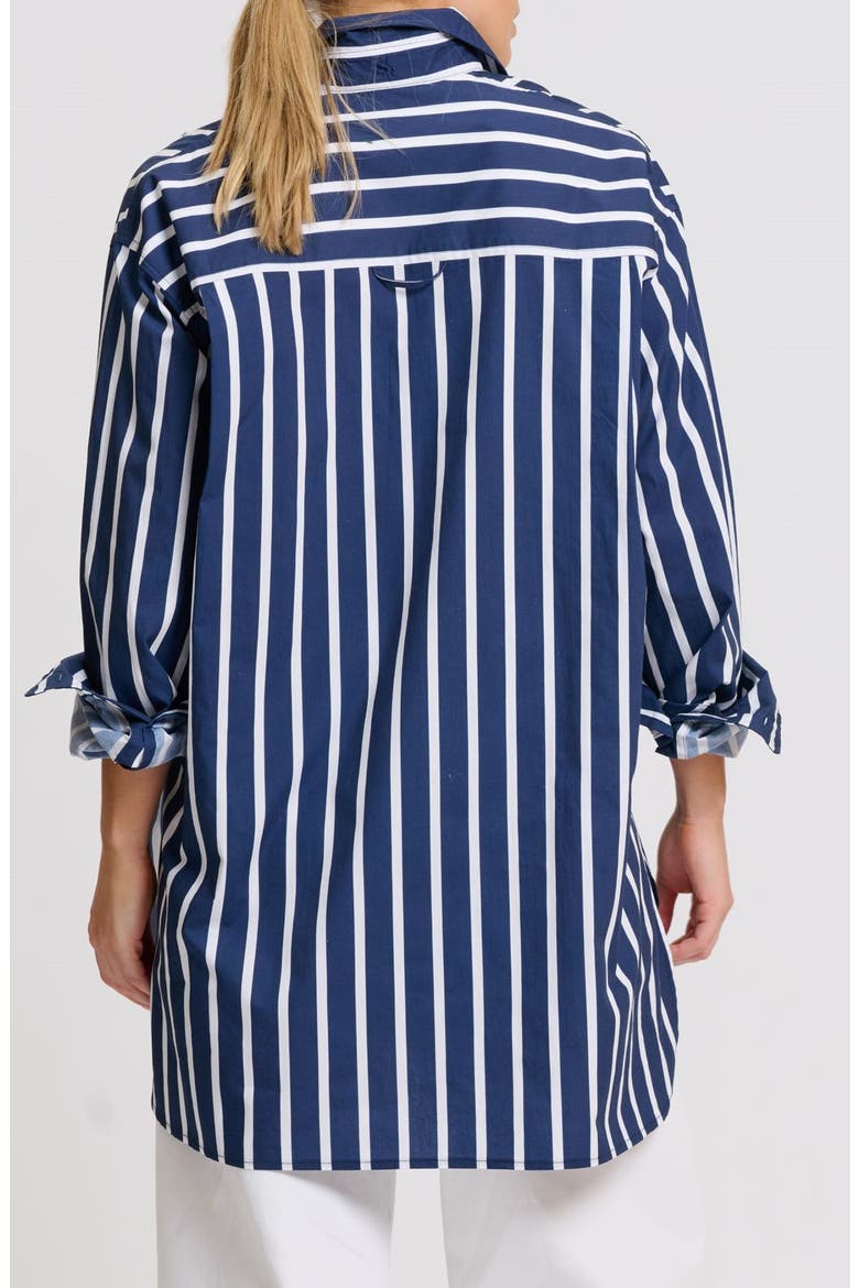 Stripe Boyfriend Shirt, Alternate, color, NAVY THICK STRIPE