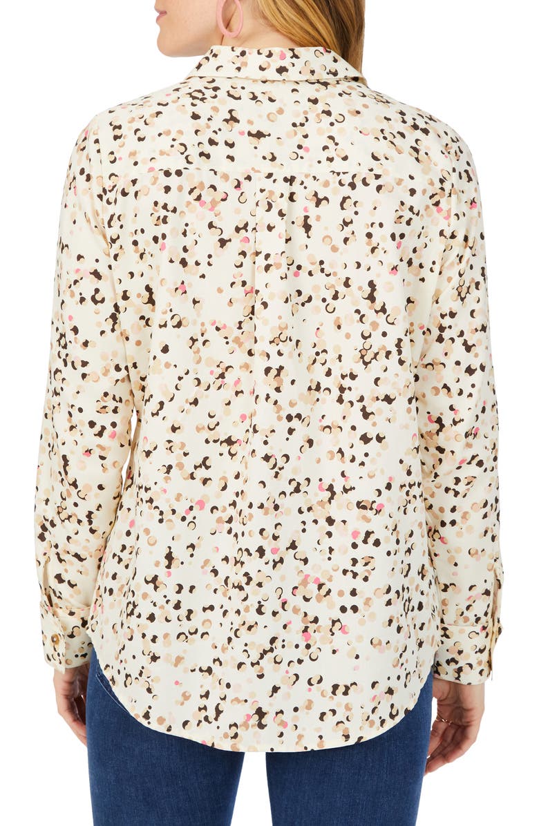 Foxcroft Davis Layer Dots Cotton Button-Up Shirt, Alternate, color, Birch Wood