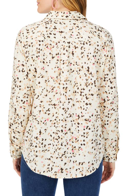 Foxcroft Davis Layer Dots Cotton Button-up Shirt In Birch Wood