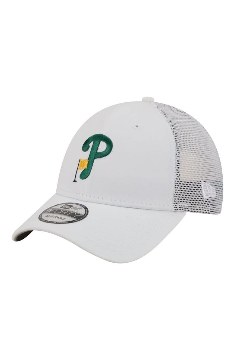 New Era Men's New Era  White Philadelphia Phillies Flag 9FORTY Trucker Adjustable Hat, Main, color, White