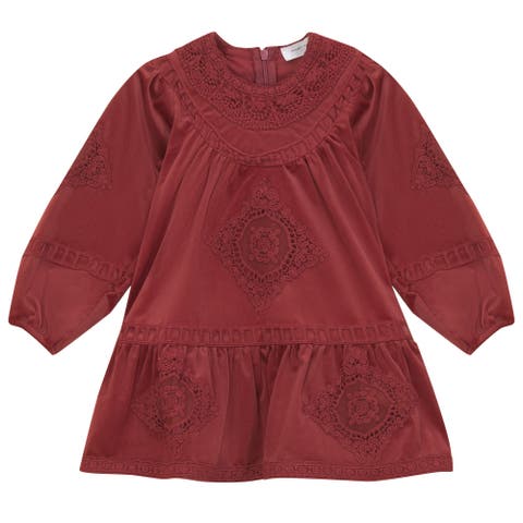 Velvet Lace A-Line Dress (Toddler, Little Kid & Big Kid)