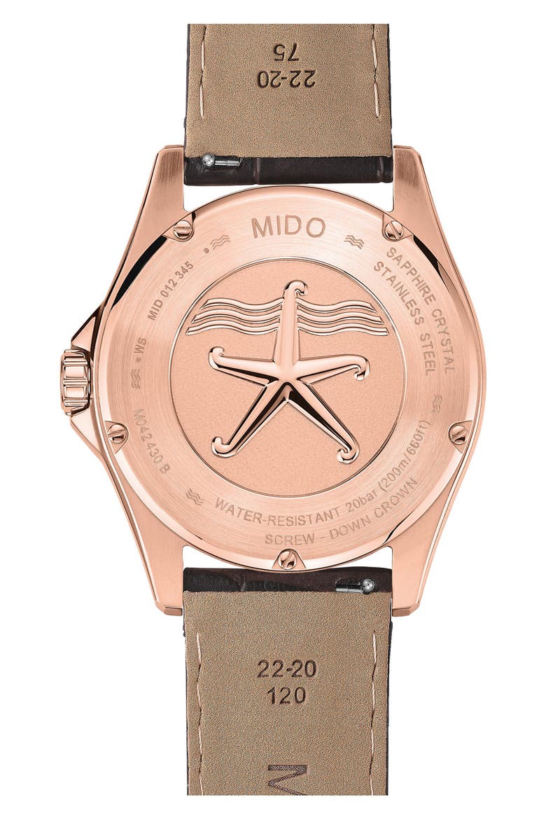 Ocean Star 200C Rose Gold Tone Automatic Leather Strap Watch, 42.5mm, Alternate, color, GREEN