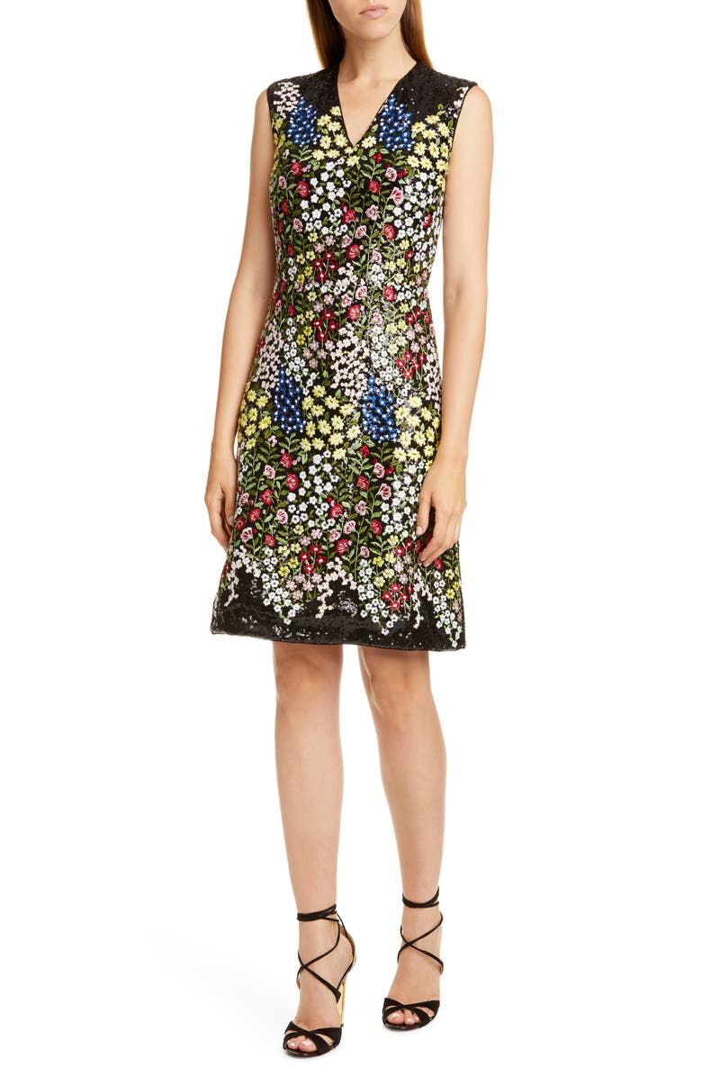 Giambattista Valli Sequin & Floral Embroidered A-Line Dress, Alternate, color, 