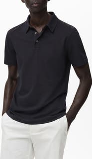 MANGO Solid Cotton Blend Piqué Polo