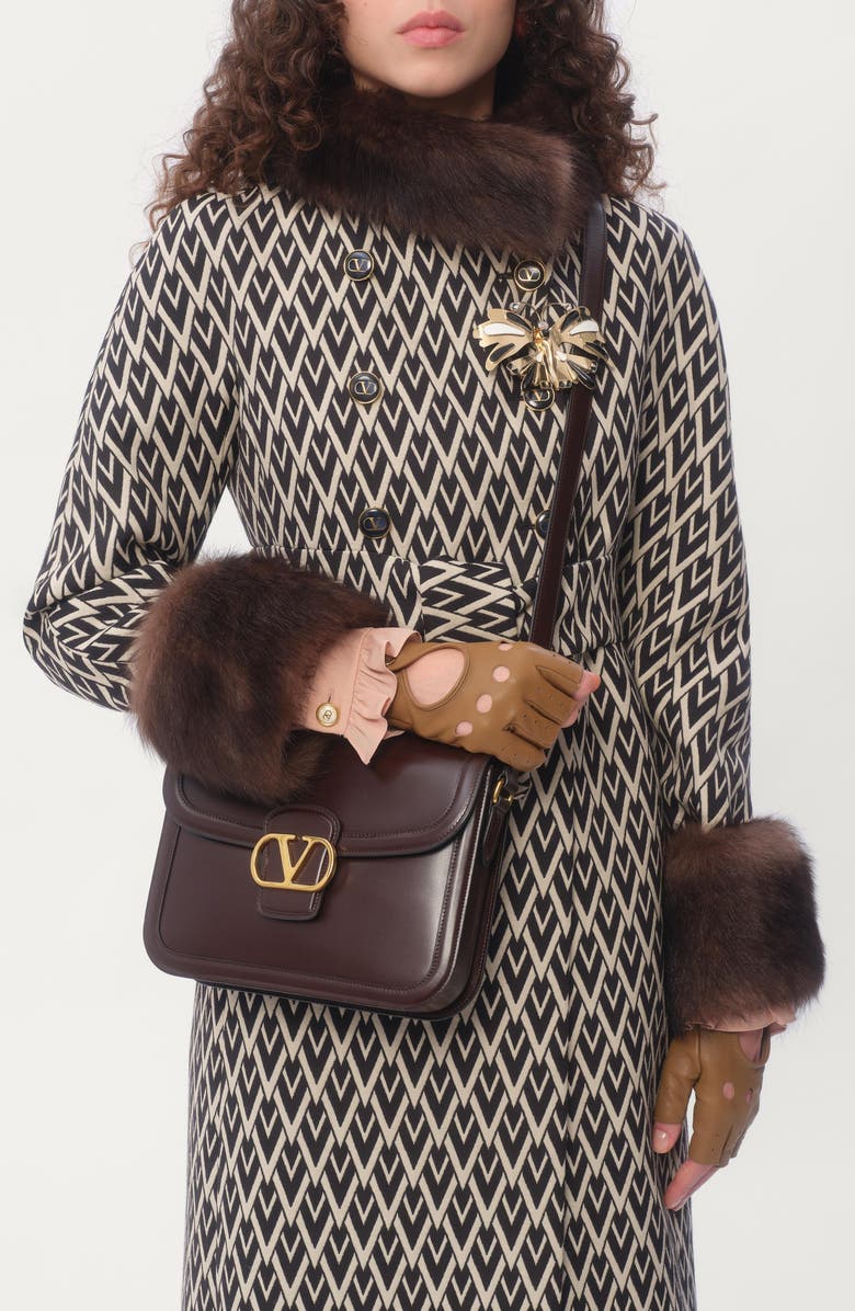 Valentino Garavani 9TO5 Leather Shoulder Bag, Alternate, color, Brown/ Black