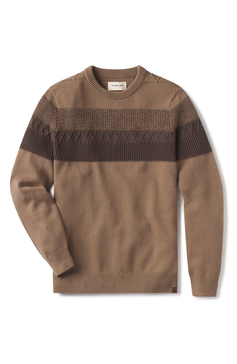 The Normal Brand Tom Placed Stripe Cotton Sweater, Alternate, color, Jute