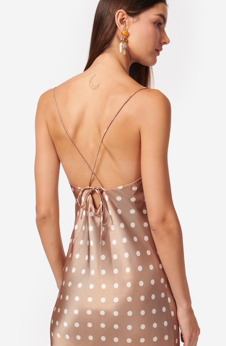 CAMI NYC Myla Satin Slipdress, Alternate, color, Macadamia Dot