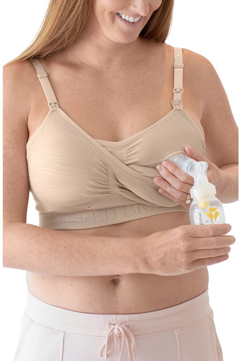 Busty Sublime Hands-Free Pumping & Nursing Bra -Sizing Options from E-H Cup, Alternate, color, BEIGE