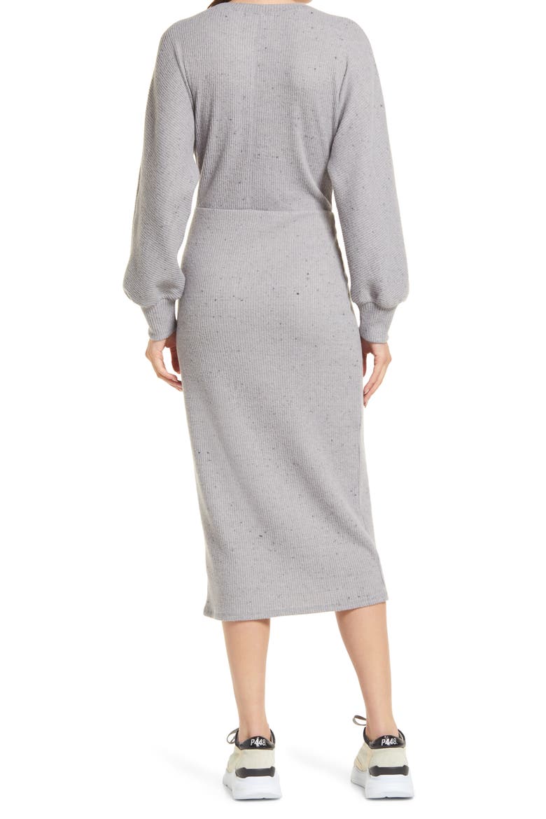 Cozy Rib Long Sleeve Midi Dress, Alternate, color, GREY MEDIUM CHARCOAL HEATHER