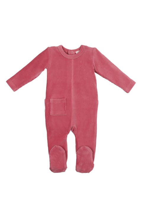 Rib Velour Cotton Blend Footie (Baby)