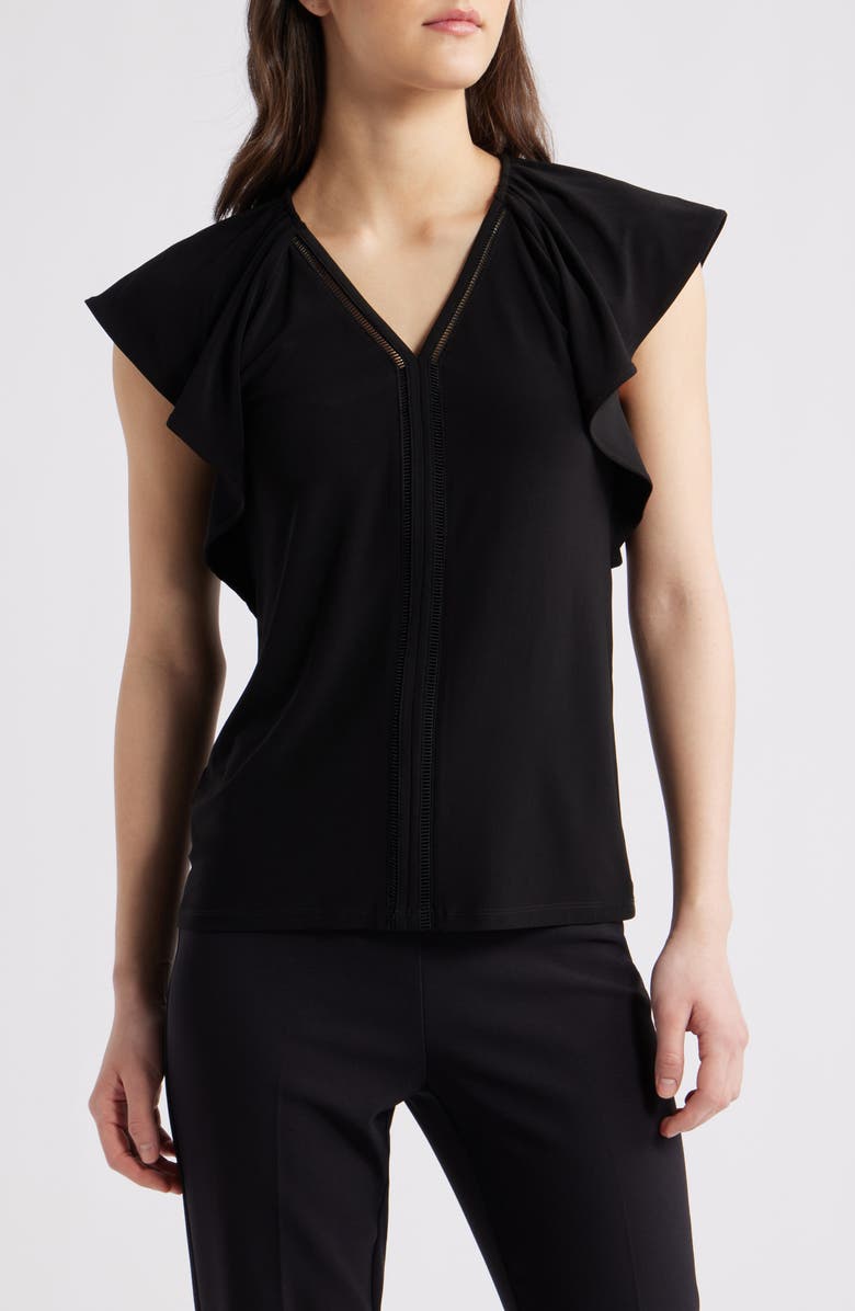 Anne Klein Harmony Lattice Trim Jersey Top, Main, color, 