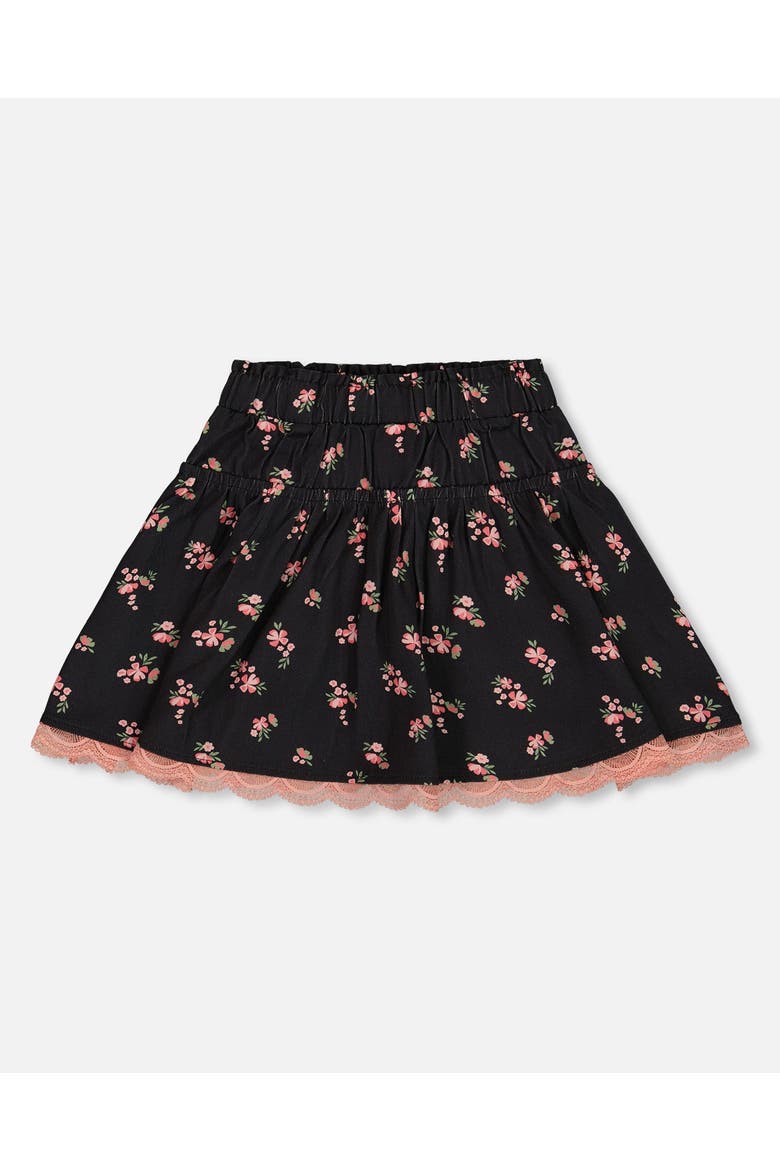 Little Girl's Printed Flowers Flare Viscose Skirt Black, Alternate, color, Small Flowers On Black