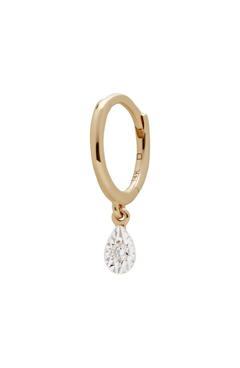 Monica Vinader Single Diamond Teardrop Mini Huggie Hoop Earring, Main, color,