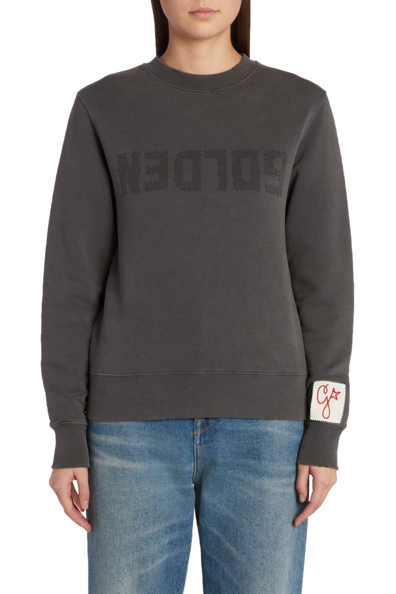 Distressed Logo Graphic Sweatshirt, Main, color, ANTHRACITE