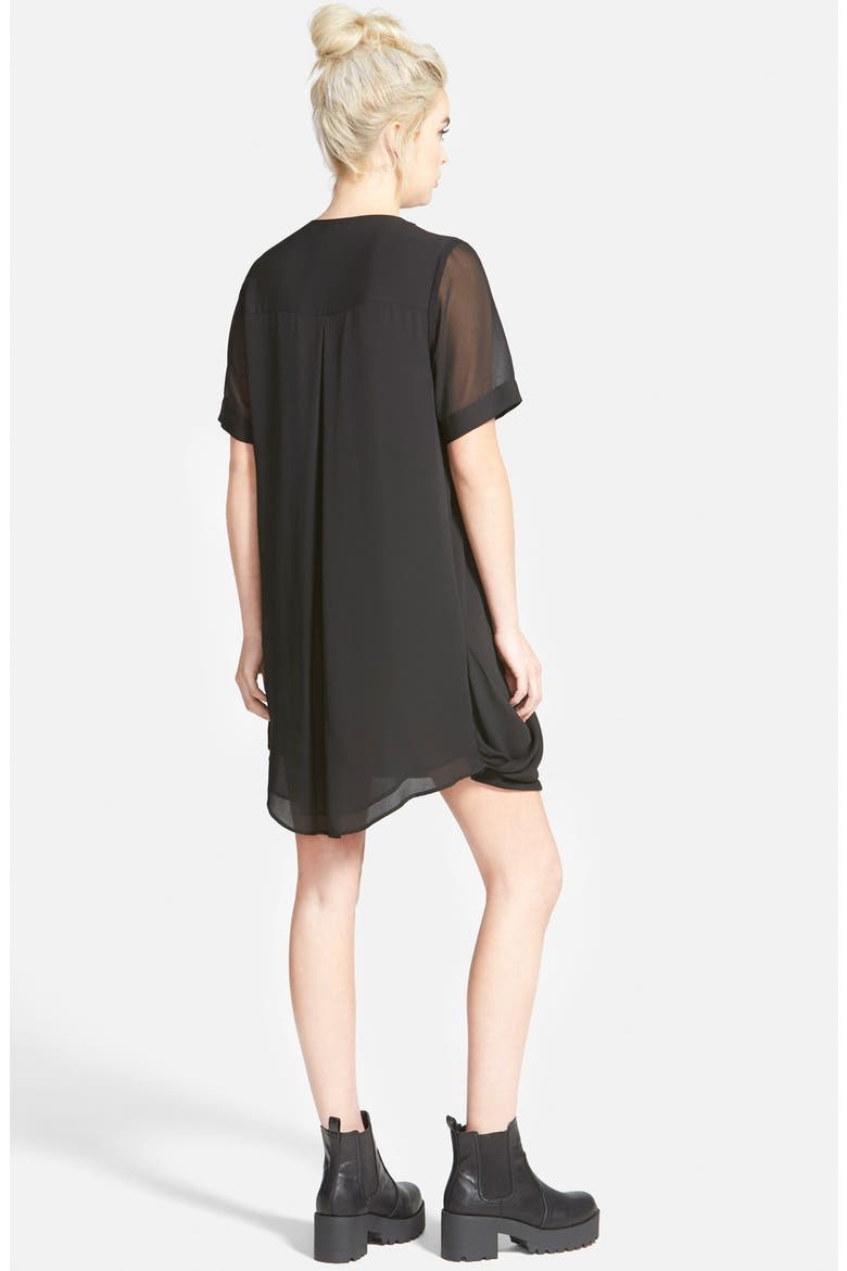 Drape Front Tunic Dress, Alternate, color, BLACK