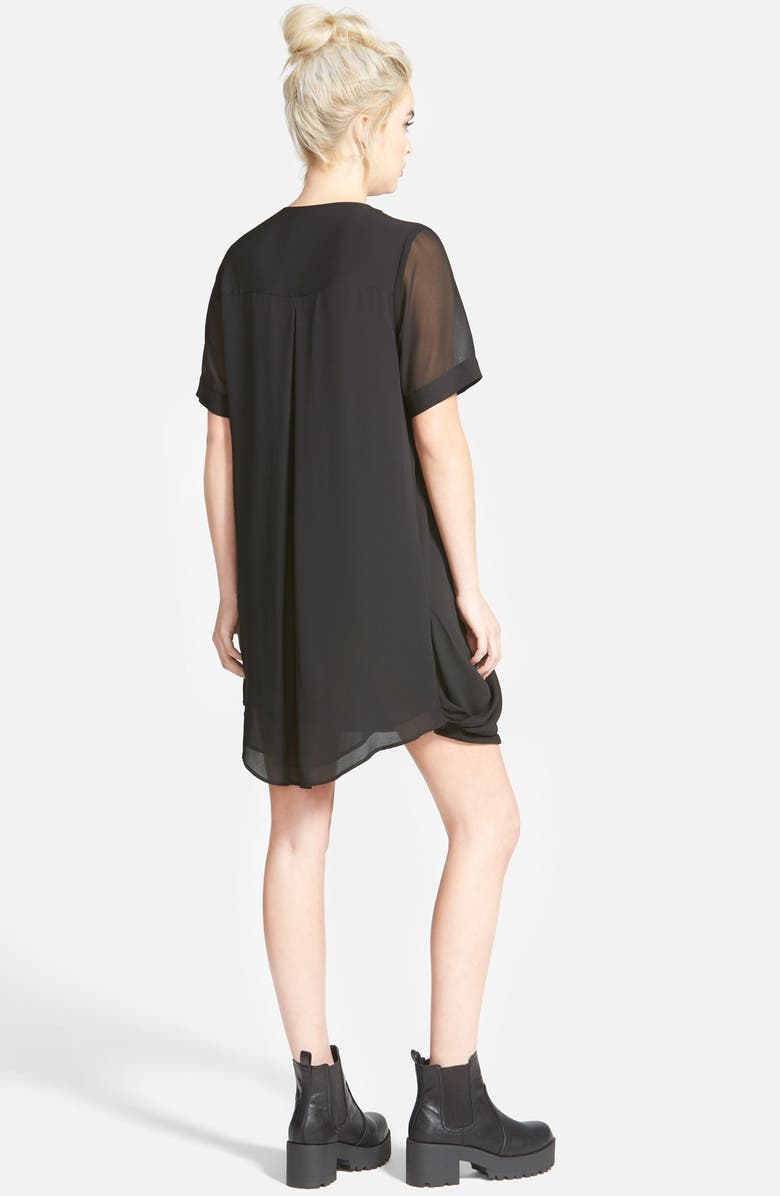Topshop Drape Front Tunic Dress, Alternate, color, 