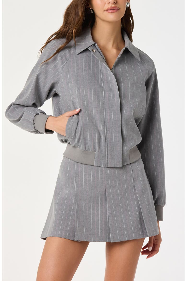 Pinstripe Flight Jacket, Alternate, color, GREY STRIP